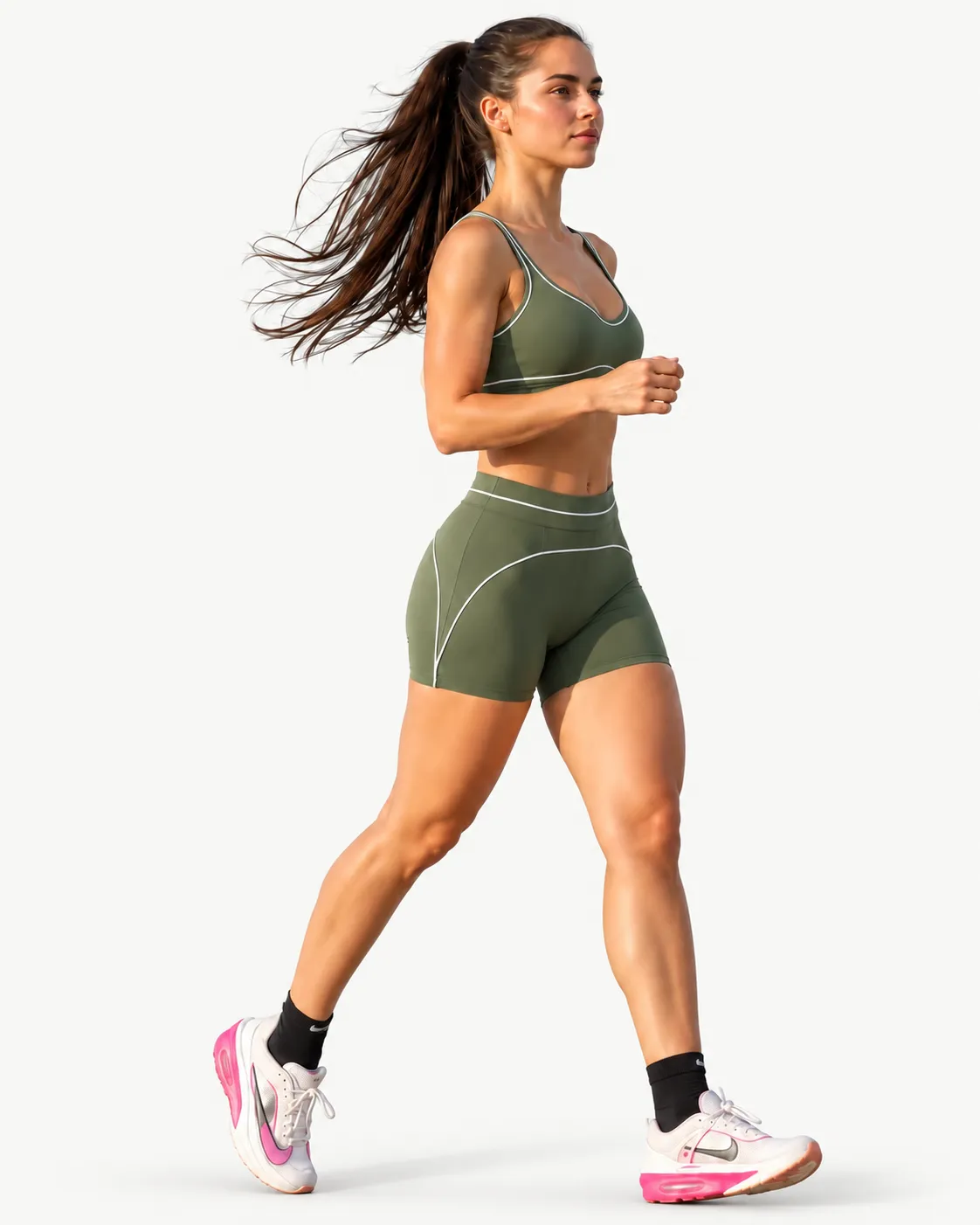 Light stretch knit pieces including fitted tanks tops shorts and lightweight layers