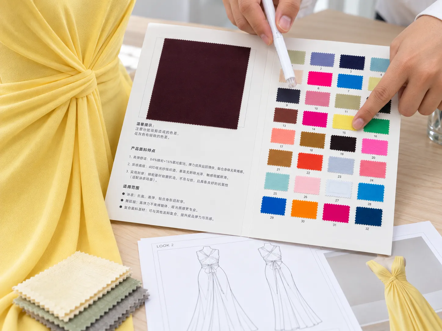 Knit apparel project references and garment direction reviewed before development