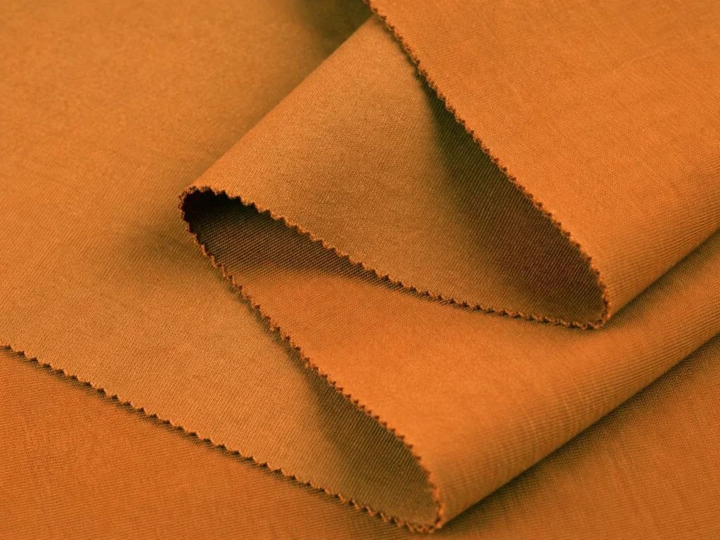 Close-up of knit fabric face and loopback reverse structure