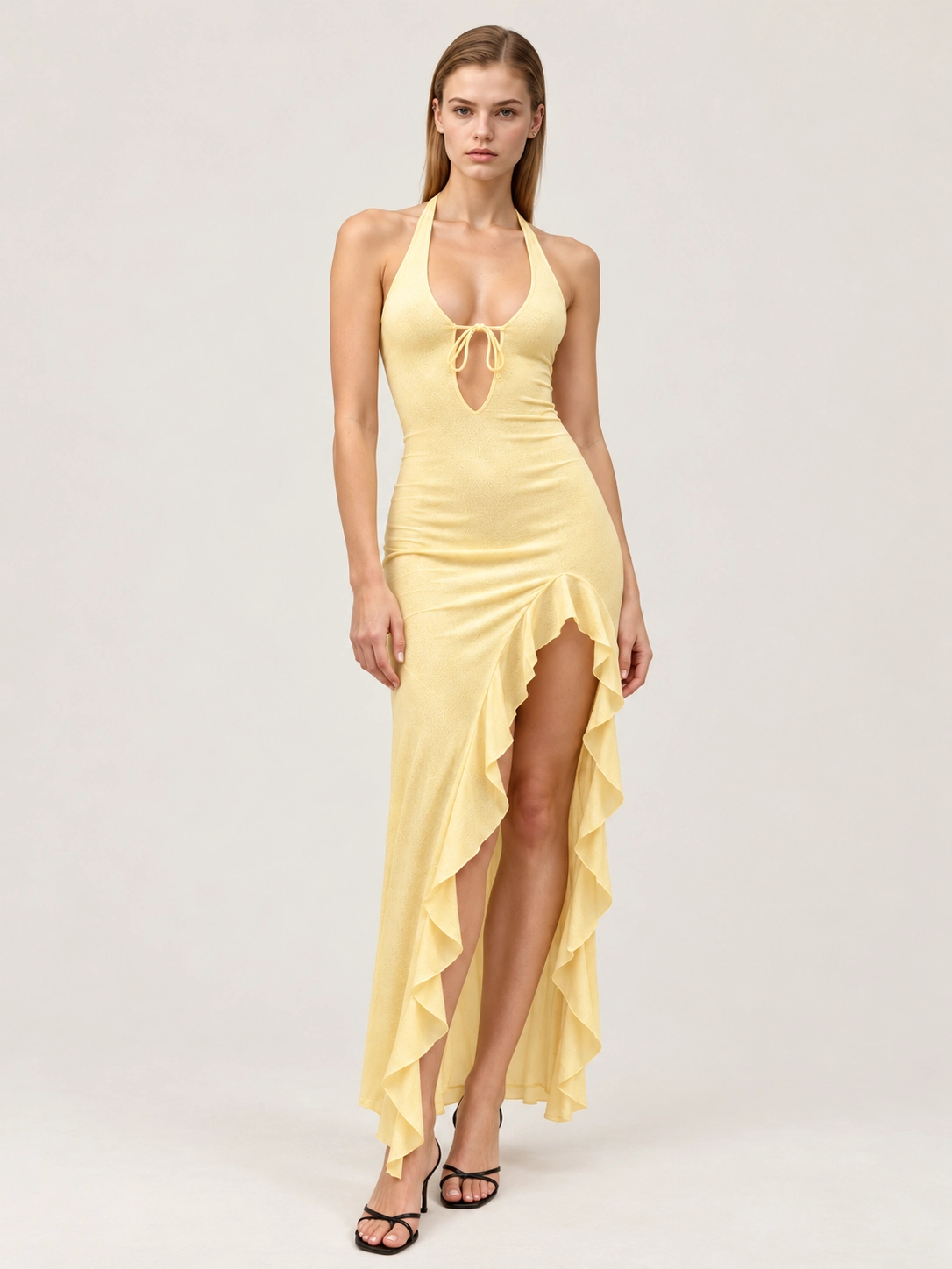 Knit dresses showing silhouette, fabric drape, coverage and length direction