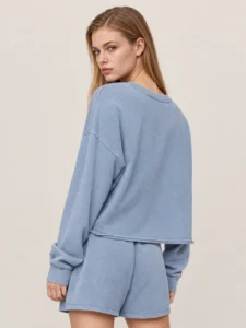 Custom Women’s Washed French Terry Cropped Sweatshirt & Shorts Set