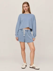 Custom Women’s Washed French Terry Cropped Sweatshirt & Shorts Set