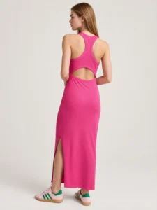Custom Women’s Ribbed Racerback Maxi Dress with Back Cutout and Side Slit