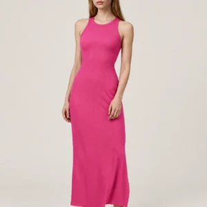 Custom Women's Ribbed Racerback Maxi Dress with Back Cutout and Side Slit