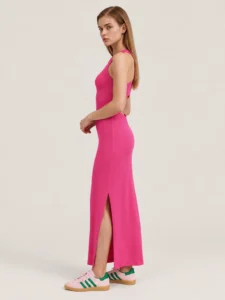 Custom Women’s Ribbed Racerback Maxi Dress with Back Cutout and Side Slit