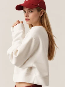 Heavyweight Cropped Drop-Shoulder Double-Knit Sweatshirt