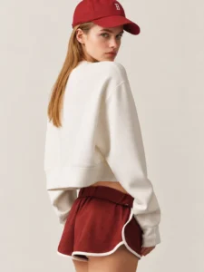 Heavyweight Cropped Drop-Shoulder Double-Knit Sweatshirt
