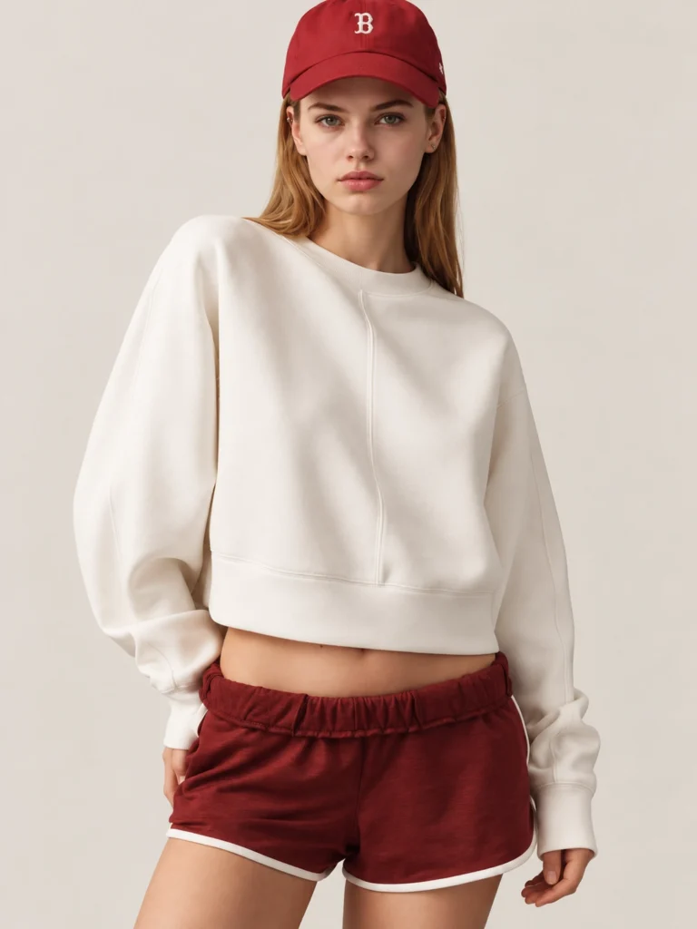 Heavyweight Cropped Drop-Shoulder Double-Knit Sweatshirt