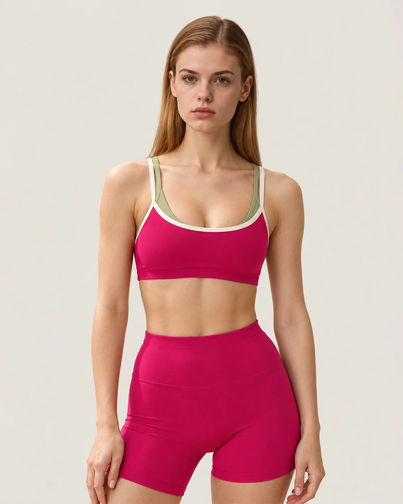 Stretch knit activewear showing movement, fit and seam placement