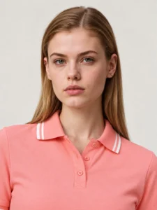 Custom Women’s Cropped Pique Polo Shirt with Contrast Tipped Collar