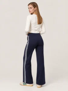 Custom Women’s Wide Leg Track Pants with Double Side Stripes