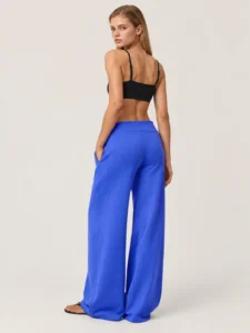 Custom Women’s Wide Leg Sweatpants with Ribbed Waistband and Side Pockets