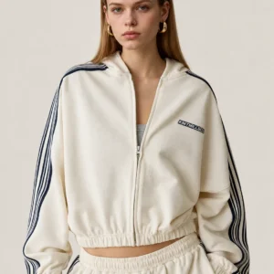 Custom Women's Cropped Zip Hoodie and Wide-Leg Tracksuit Set