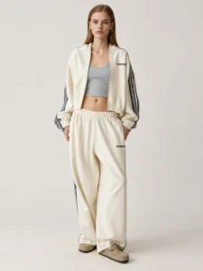 Custom Women’s Cropped Zip Hoodie and Wide-Leg Tracksuit Set