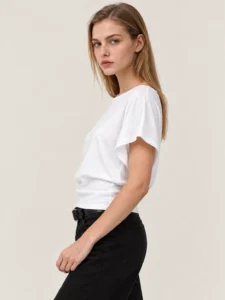 Relaxed Boat-Neck Dolman Sleeve Cotton Jersey T-Shirt