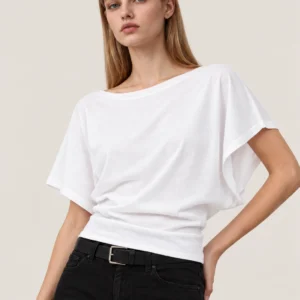 Relaxed Boat-Neck Dolman Sleeve Cotton Jersey T-Shirt