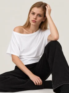 Relaxed Boat-Neck Dolman Sleeve Cotton Jersey T-Shirt