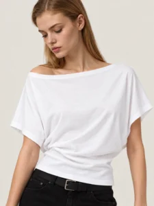 Relaxed Boat-Neck Dolman Sleeve Cotton Jersey T-Shirt