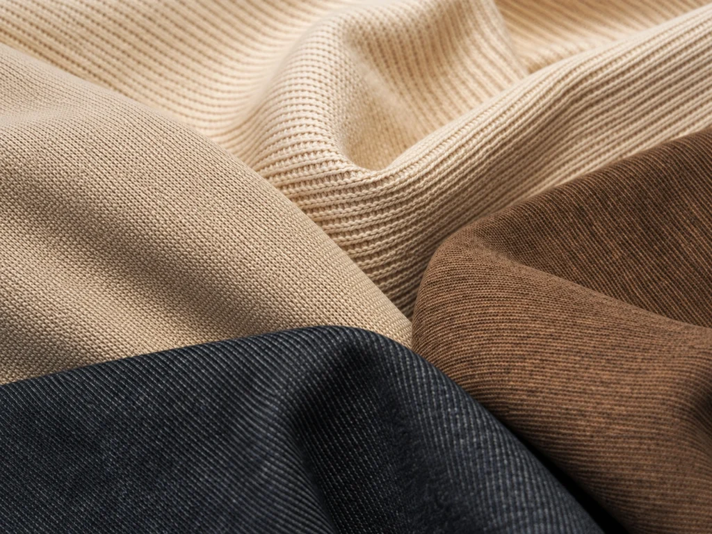 Different knit fabric textures and constructions for fabric weight selection