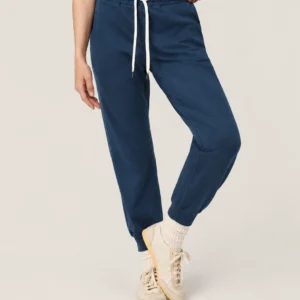 Custom Women's Navy Blue Joggers with Drawstring Waist and Ribbed Cuffs