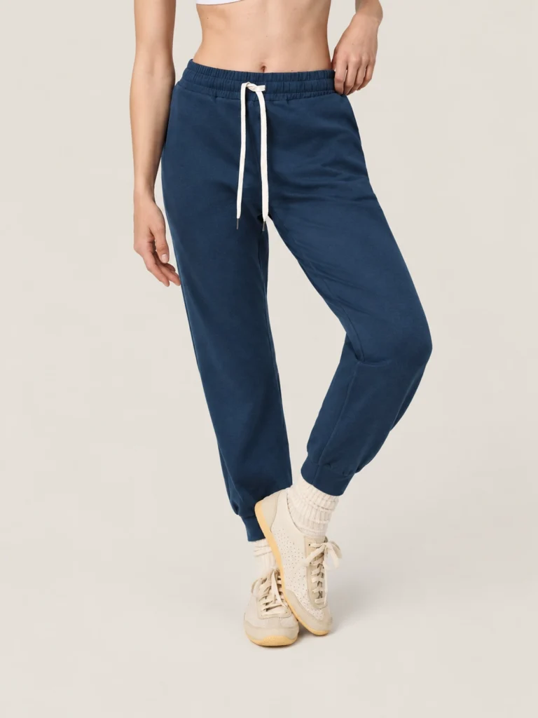 Custom Women’s Navy Blue Joggers with Drawstring Waist and Ribbed Cuffs