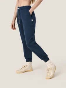 Custom Women’s Navy Blue Joggers with Drawstring Waist and Ribbed Cuffs